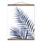 Navy Watercolor Palms Teak Hanging Canvas Wall Art